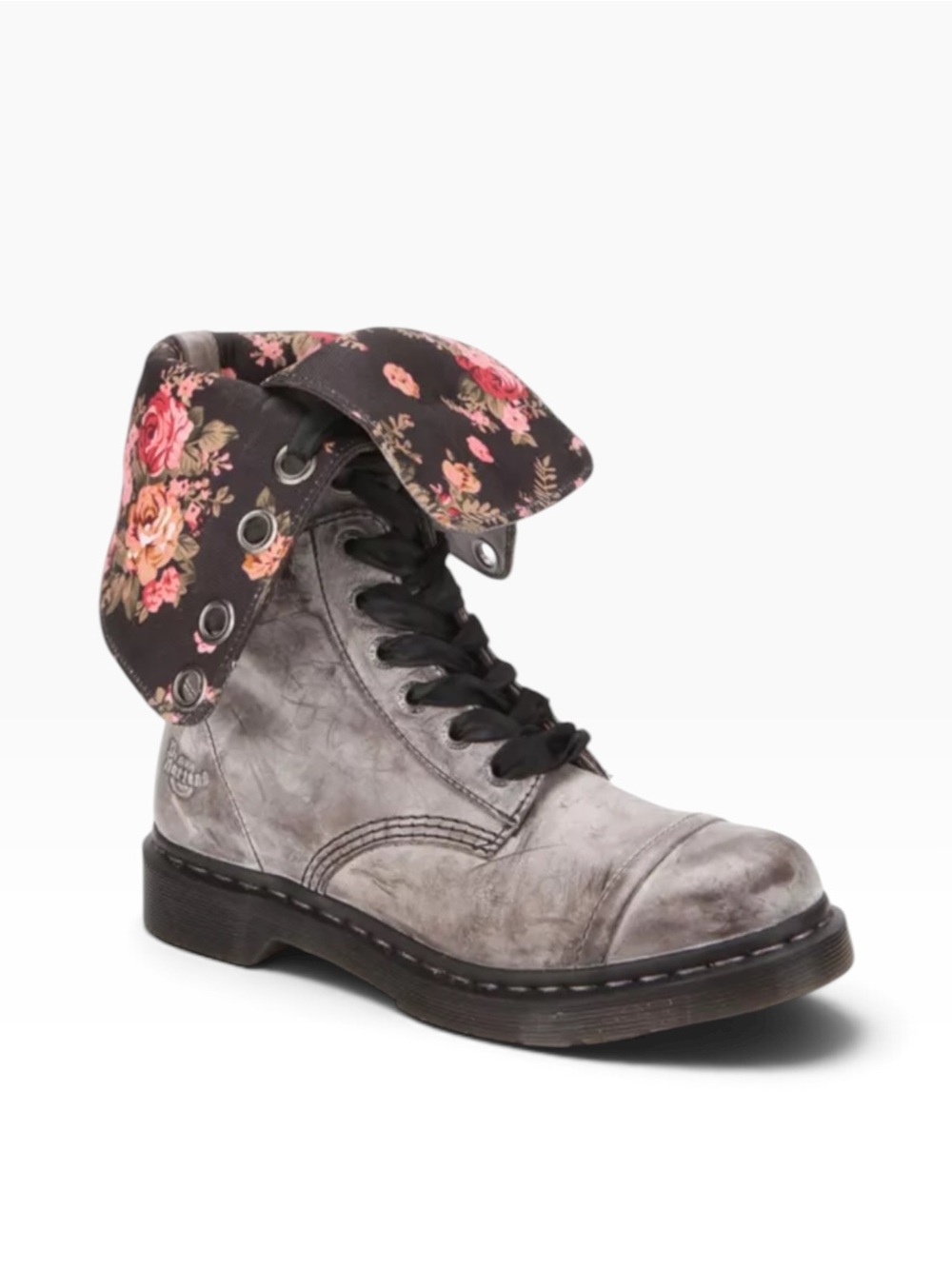 NWT DR MARTENS TRIUMPH 1914 BROWN MASSAI VICTORIAN FLORAL FOLD OVER COMBAT BOOTS - Picture 15 of 15